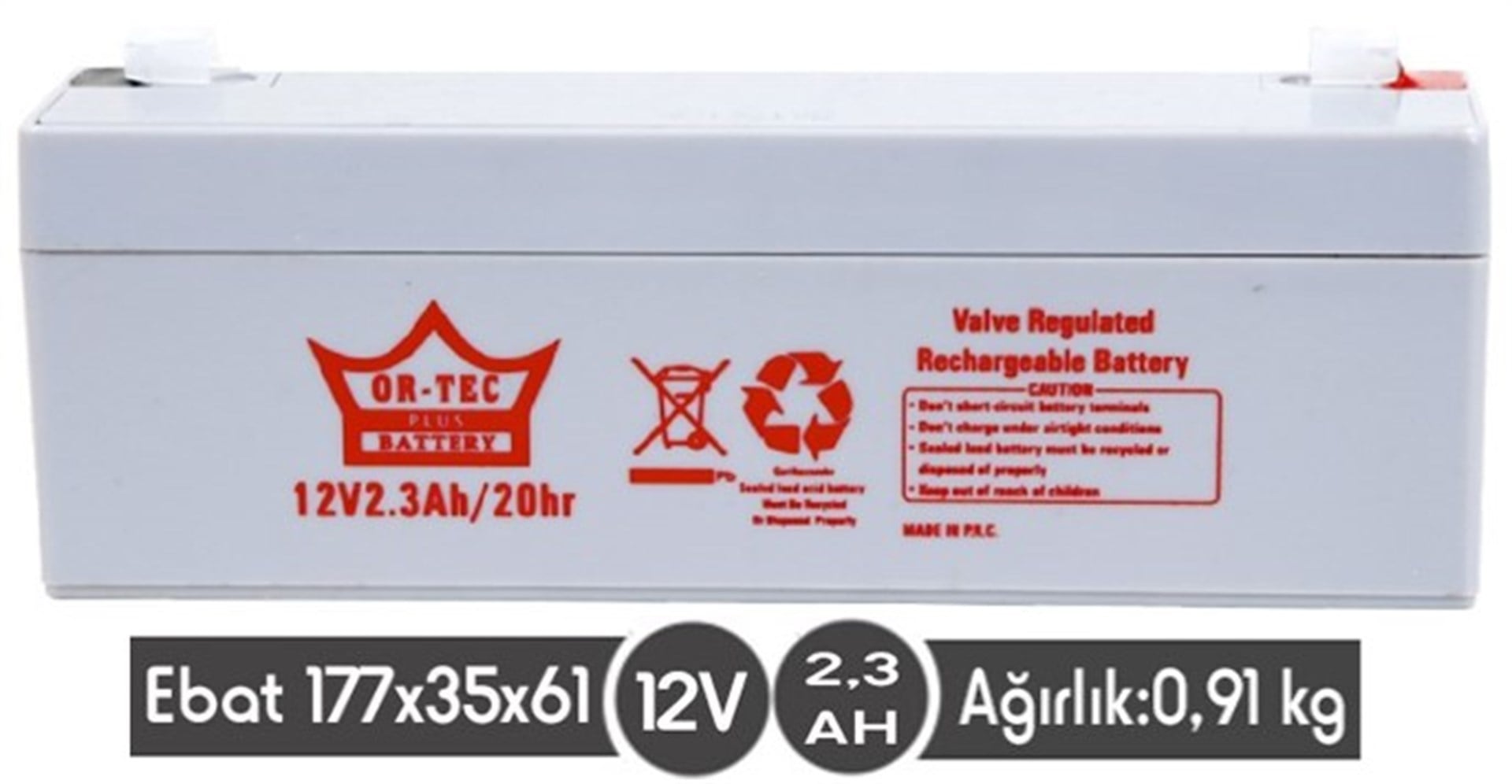 12 V 2,3 AHM KURU AKÜ