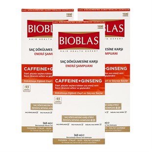 Bioblas Saç Dökülmesine Karşı Caffeine Zayıf ve Güçsüz Saçlar İçin Şampuan 360 ml x 3 Adet