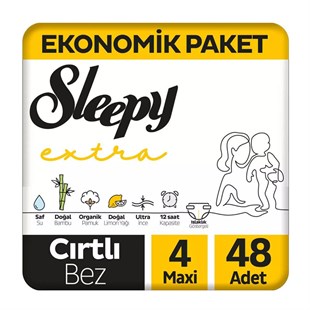 Sleepy Extra Günlük Aktivite Ekonomik Paket Bebek Bezi 4 Numara Maxi 48 Adet