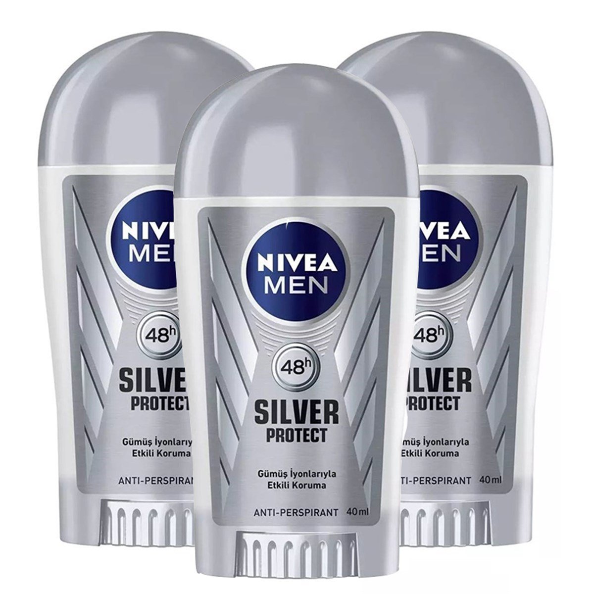 Nivea Silver Protect Deo Stick 40ml Erkek x 3 Adet