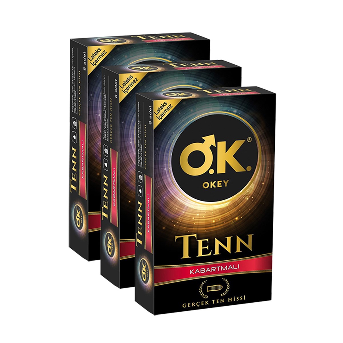 Okey Tenn Kabartmalı Prezervatif 8'li x 3 Paket | sislon.com