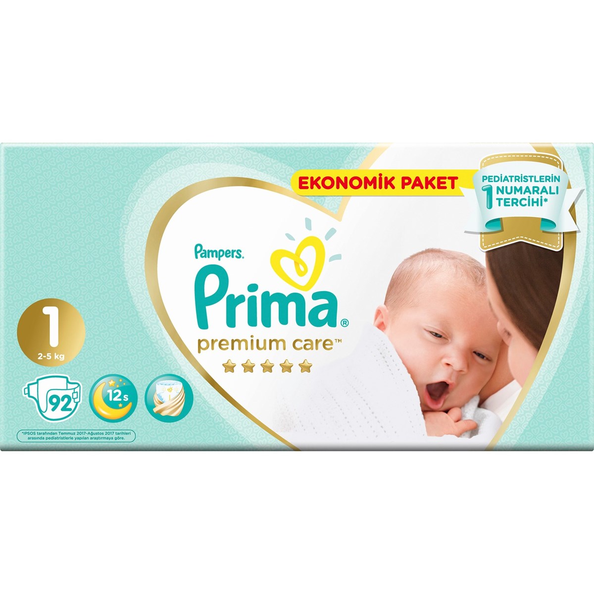 Prima Premium Care 1 Beden 92'li Ekonomik Paket Bebek Bezi