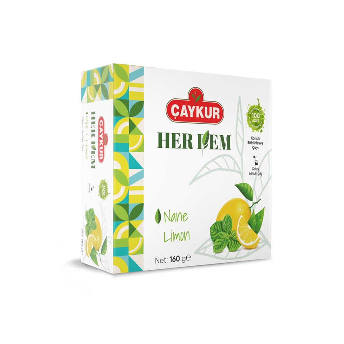 Çaykur Herdem Yeşil Nane Limon 100'lü Bardak Poşet Çay