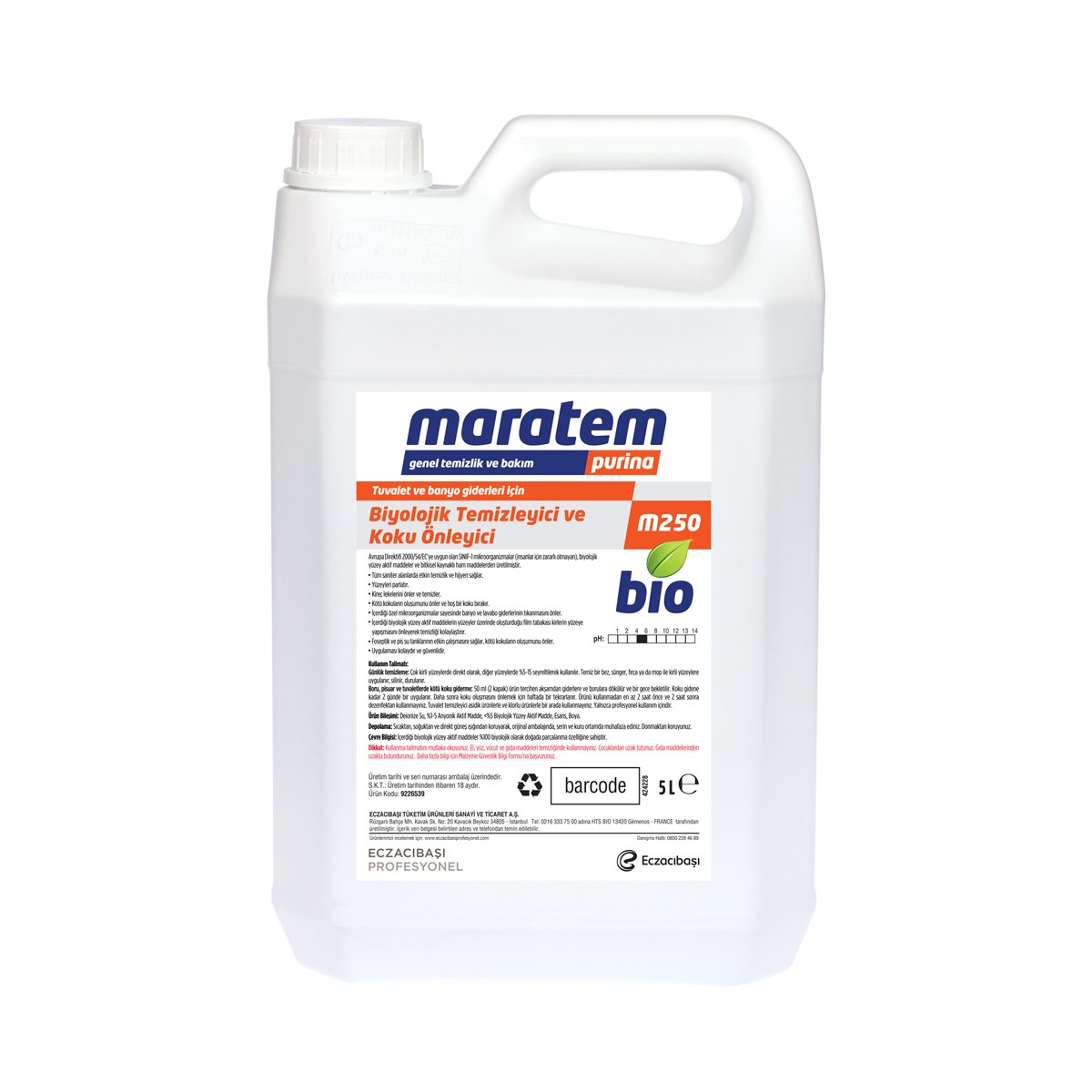 Maratem M250 Tuvalet Banyo Giderleri için Temizleyici Koku Önleyici 5 L