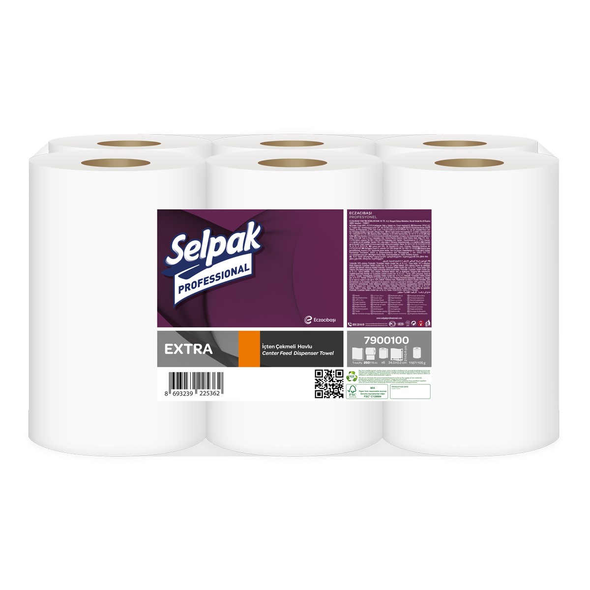 Selpak Professional Extra İçten Çekmeli Havlu 6'lı Paket 250 M