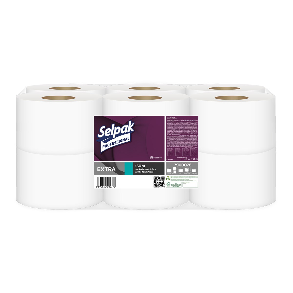 Selpak Professional Extra Jumbo Tuvalet Kağıdı 150 M 12'li Paket | 7900078