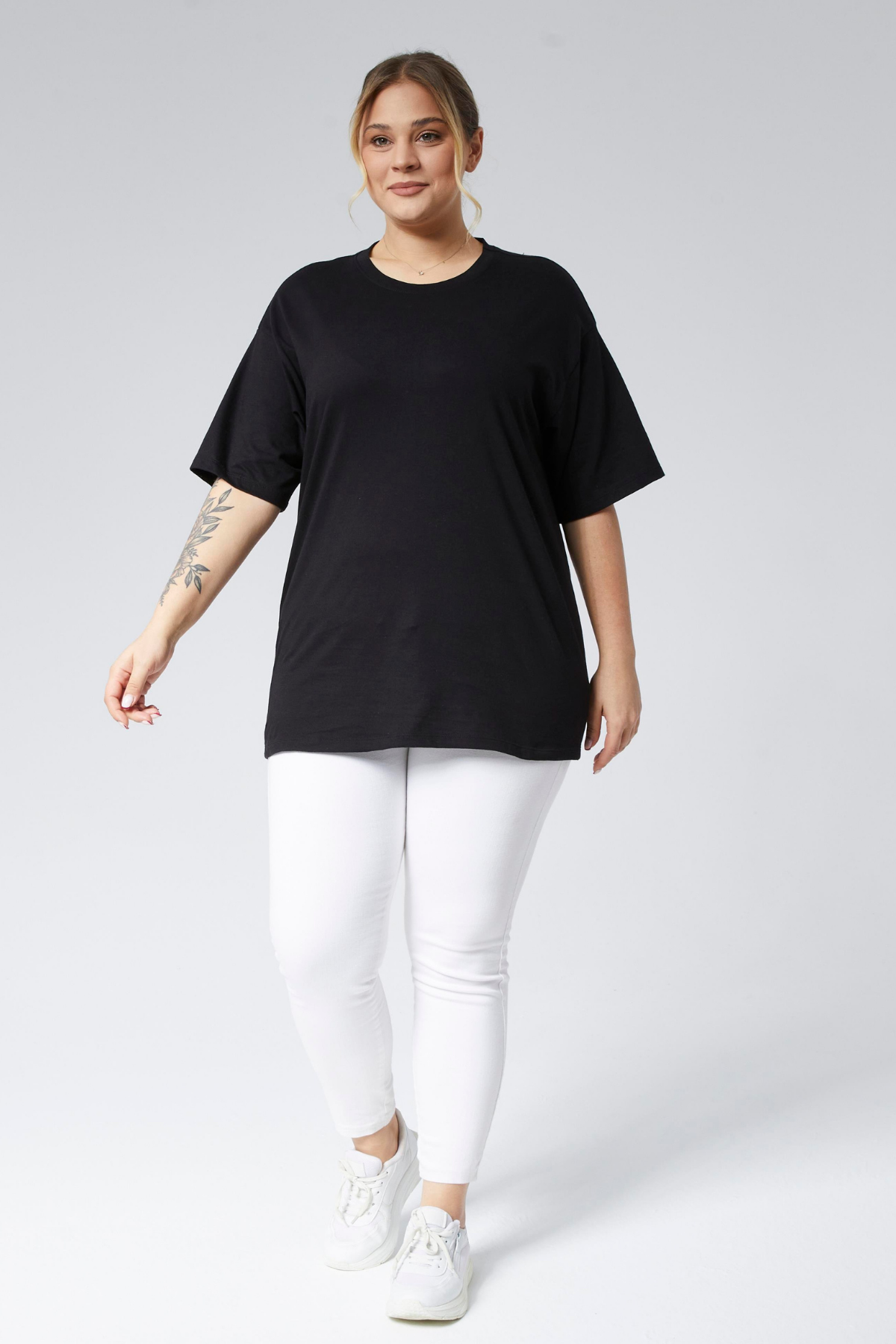 Büyük Beden Oversize Geniş Kalıp Rahat Basic Tshirt-SİYAH