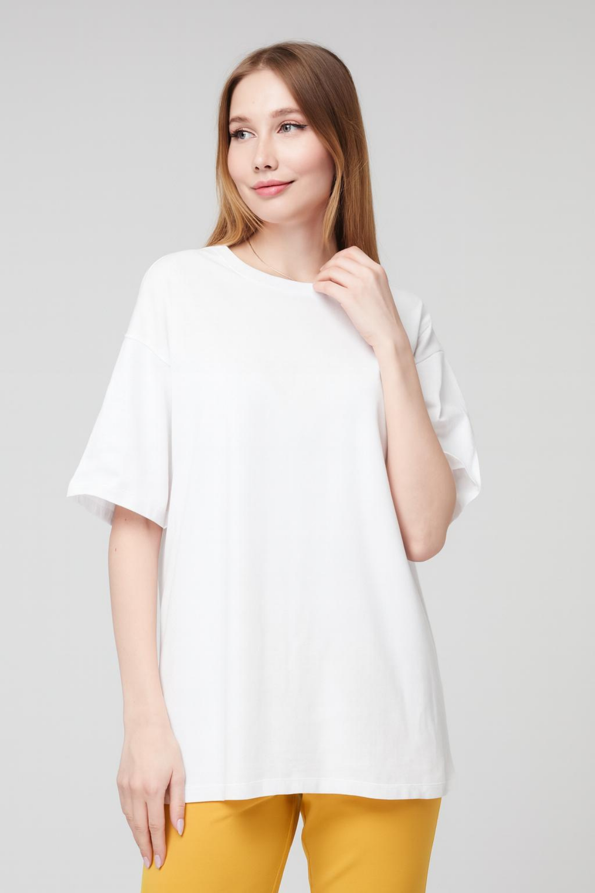 Büyük Beden Oversize Geniş Kalıp Rahat Basic Tshirt-KIRIK BEYAZ