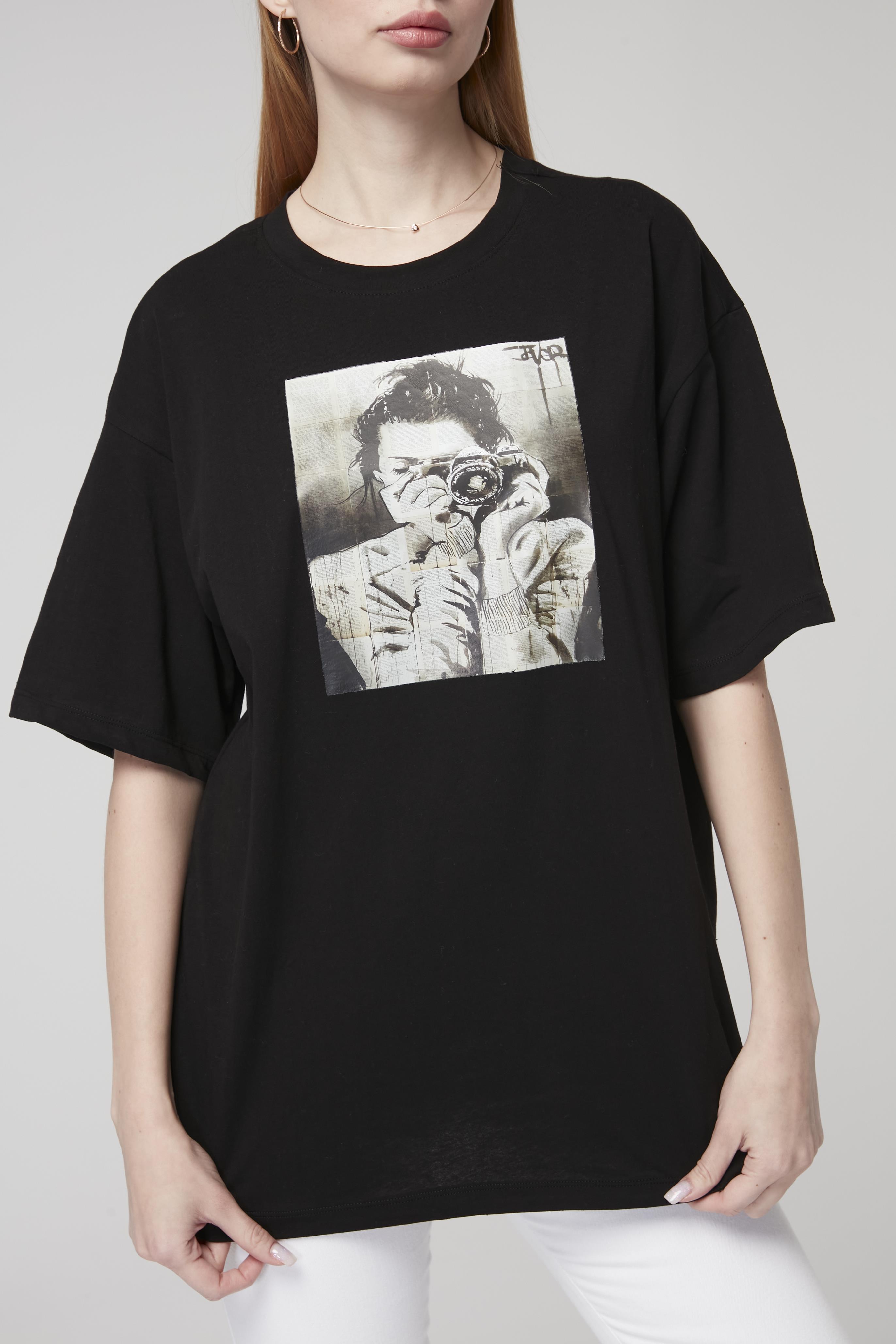 Büyük Beden Oversize Kız Baskılı Tshirt