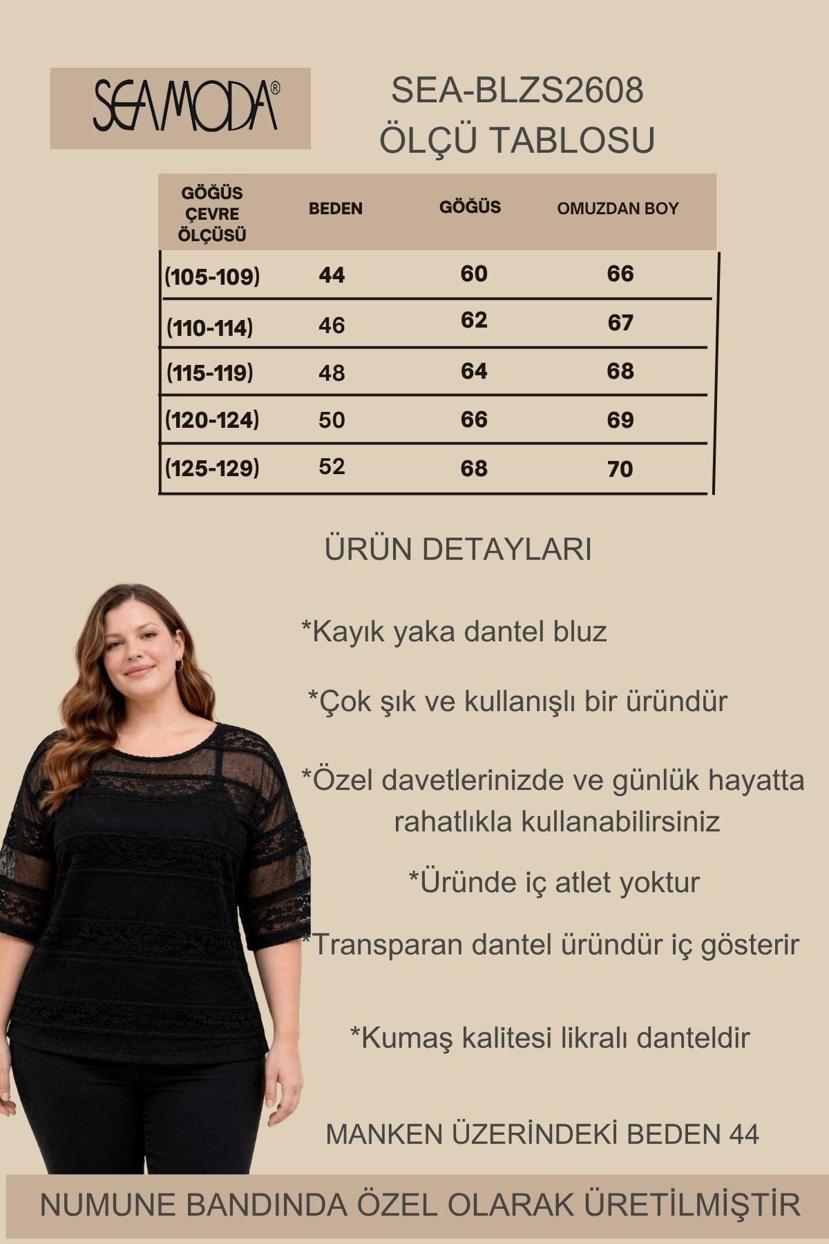 Büyük Beden Yeni Sezon Şık Zarif Dantel Bluz-SİYAH