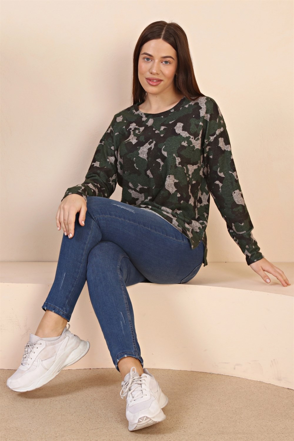 Kamuflaj Desen Yumoş Sweat-HAKİ