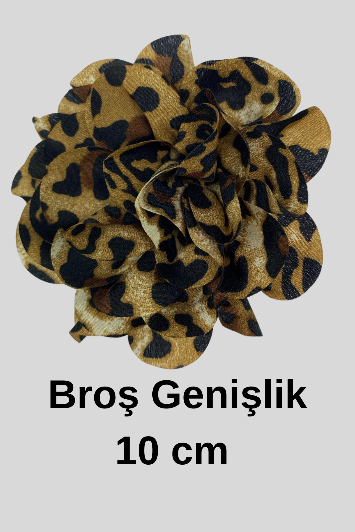 Leopar Desen Şifon Kumaş Yaka  İğnesi Broş-KAHVE