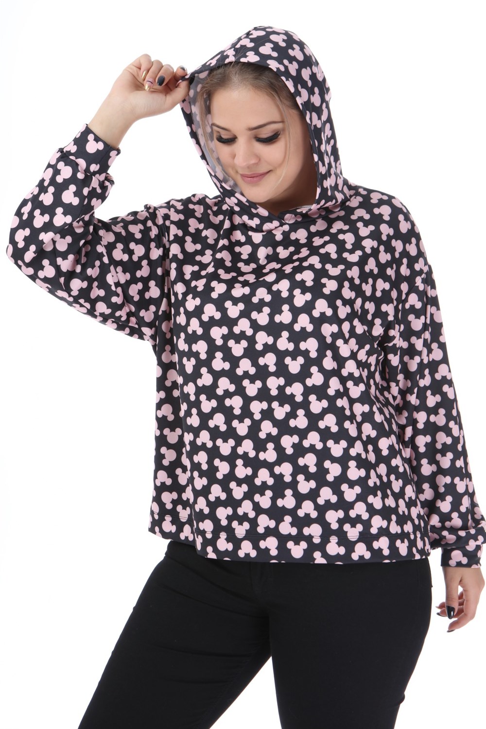 Mickey Desenli Sweatshirt-SİYAH