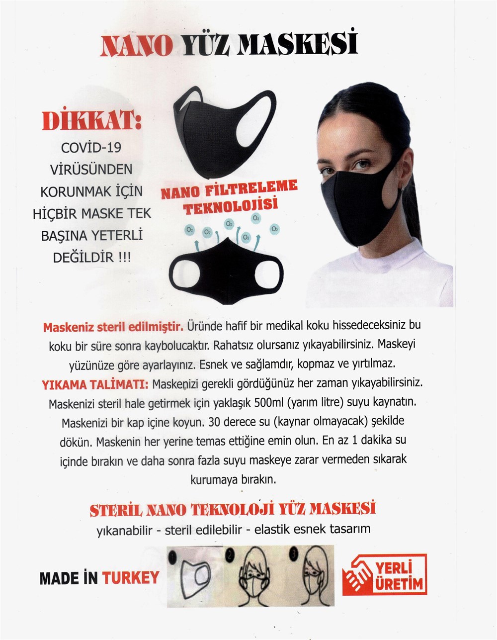 Nano Koruyucu Maske SİYAH