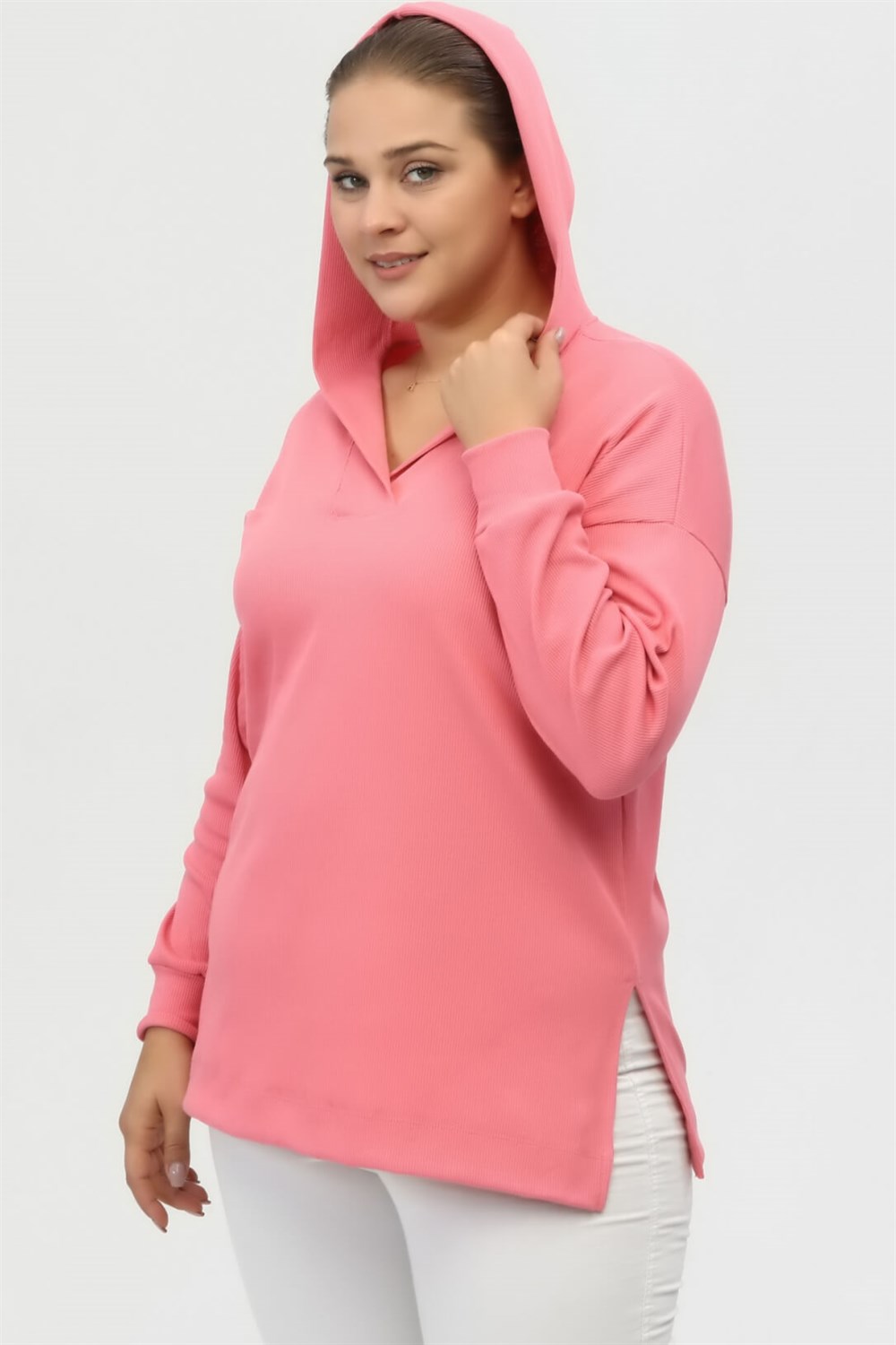 Yakası Patlı Ve Yırtmaçlı Kaşkorse Sweat-peme
