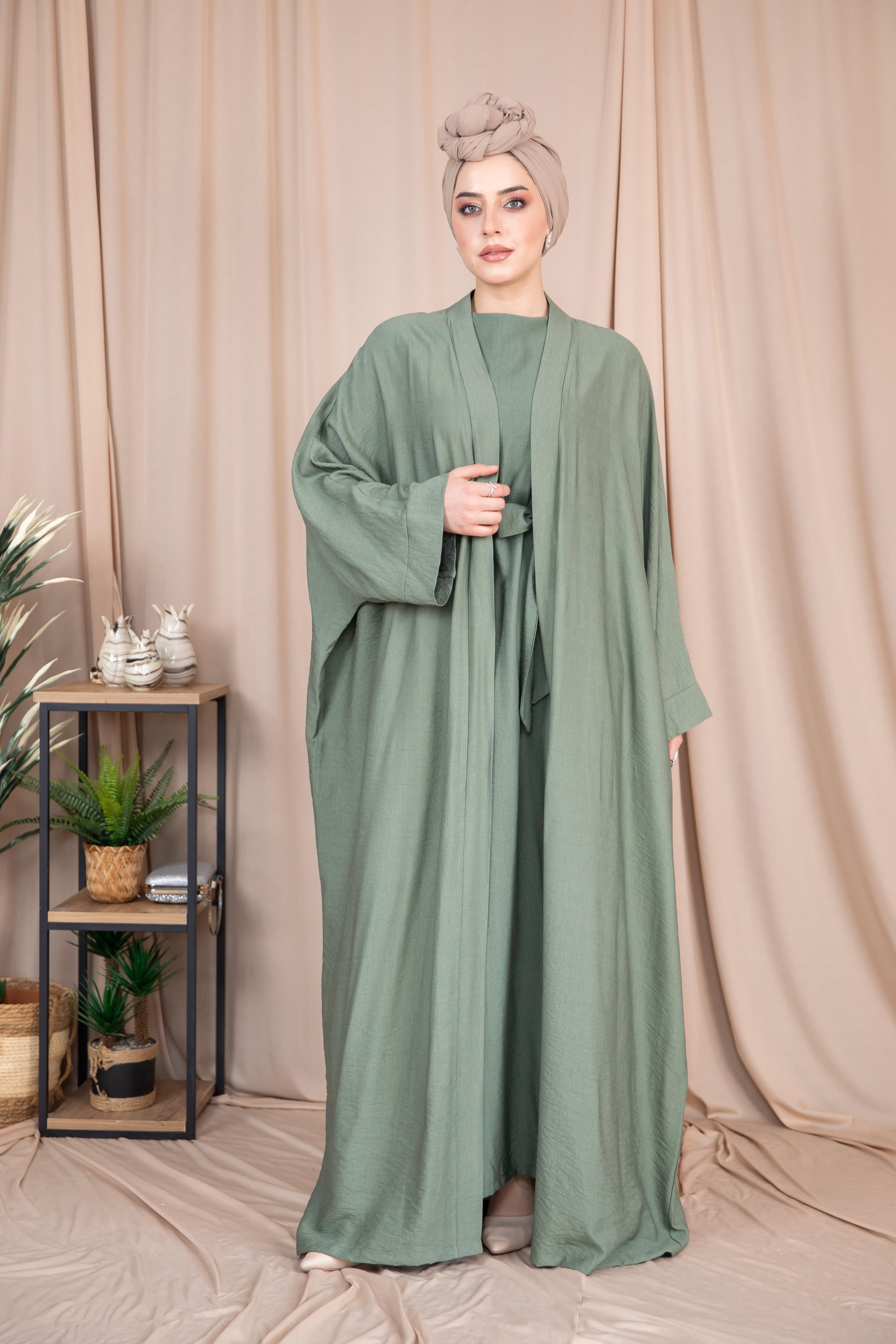 2'li Keten Takım Abaya - Mint Yeşili