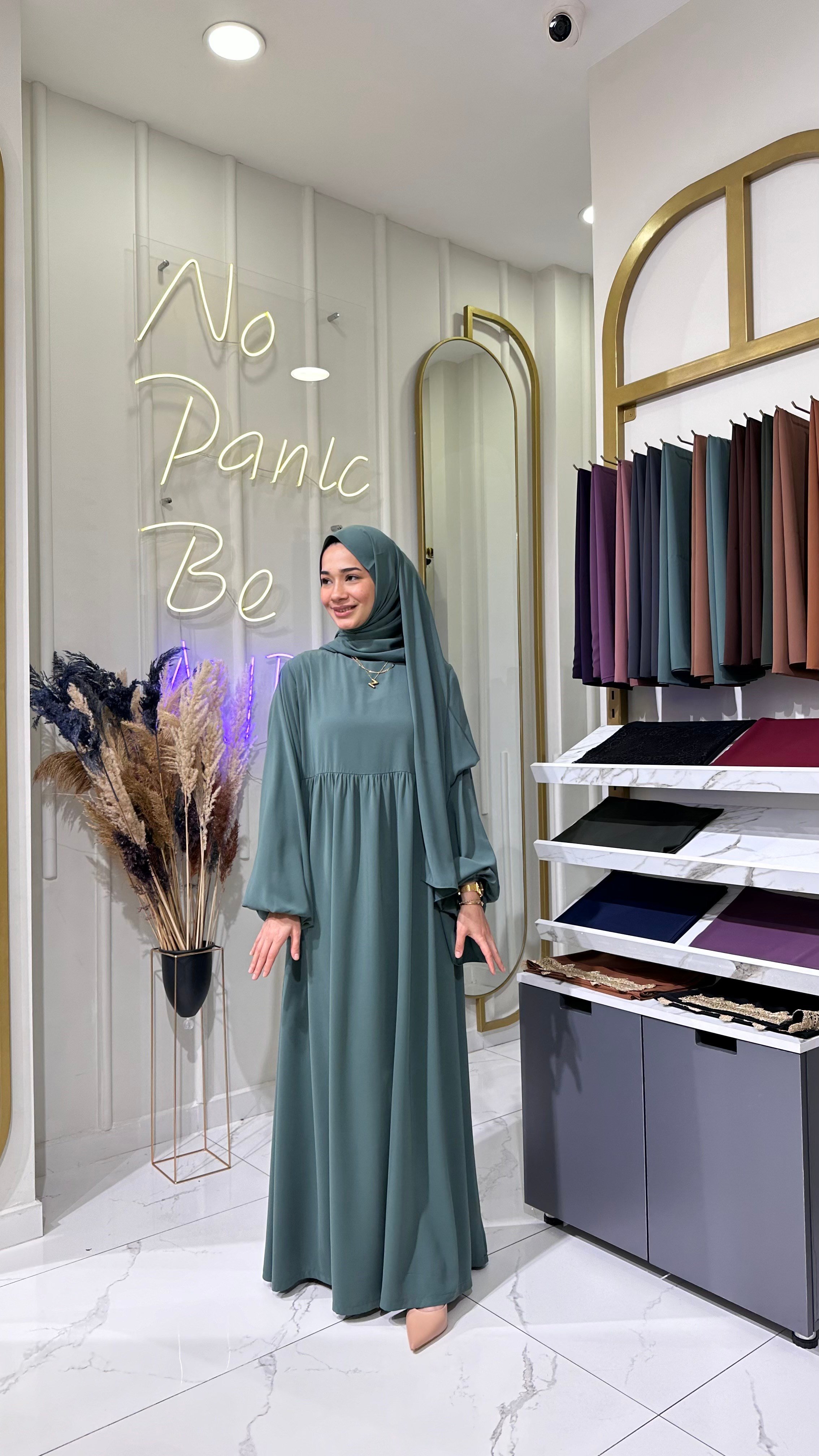 Robalı Elbise - Mint Yeşili