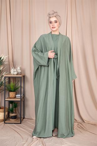 2'li Keten Takım Abaya - Mint Yeşili