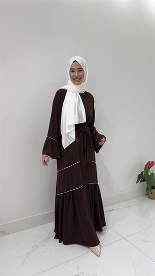 Dizde Biyeli Abaya - Siyah 