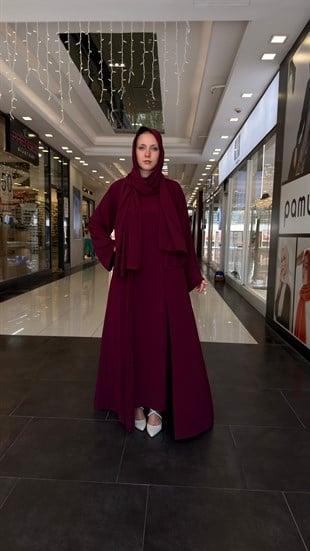 Düz Abaya - Bordo