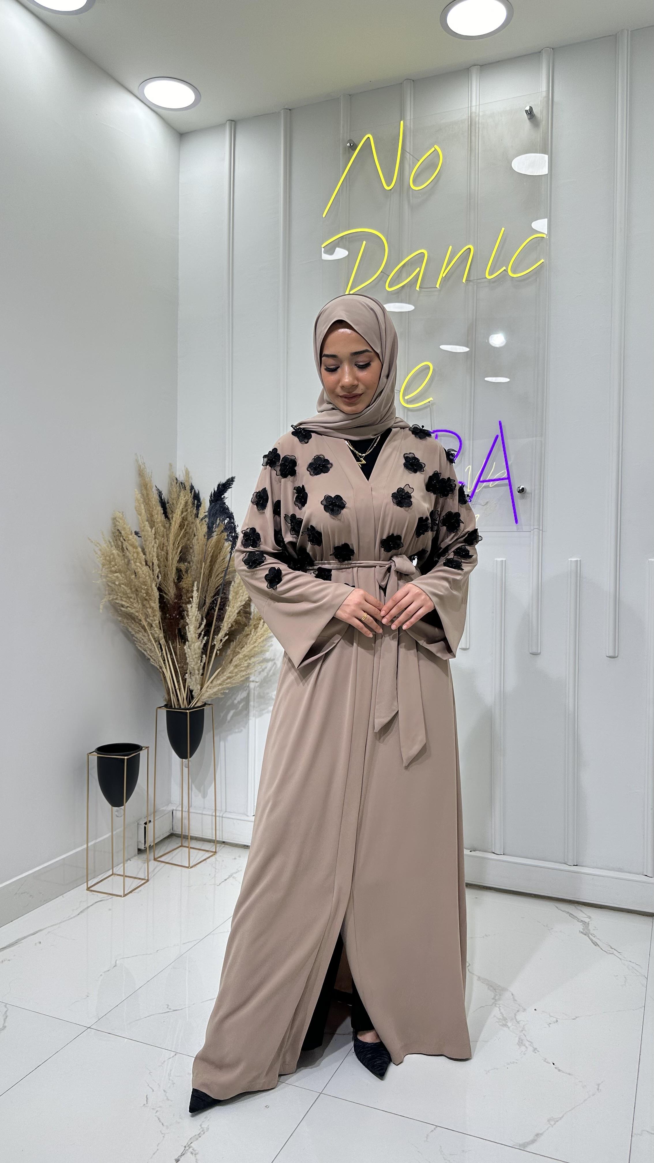3 Boyutlu Abaya - Bej
