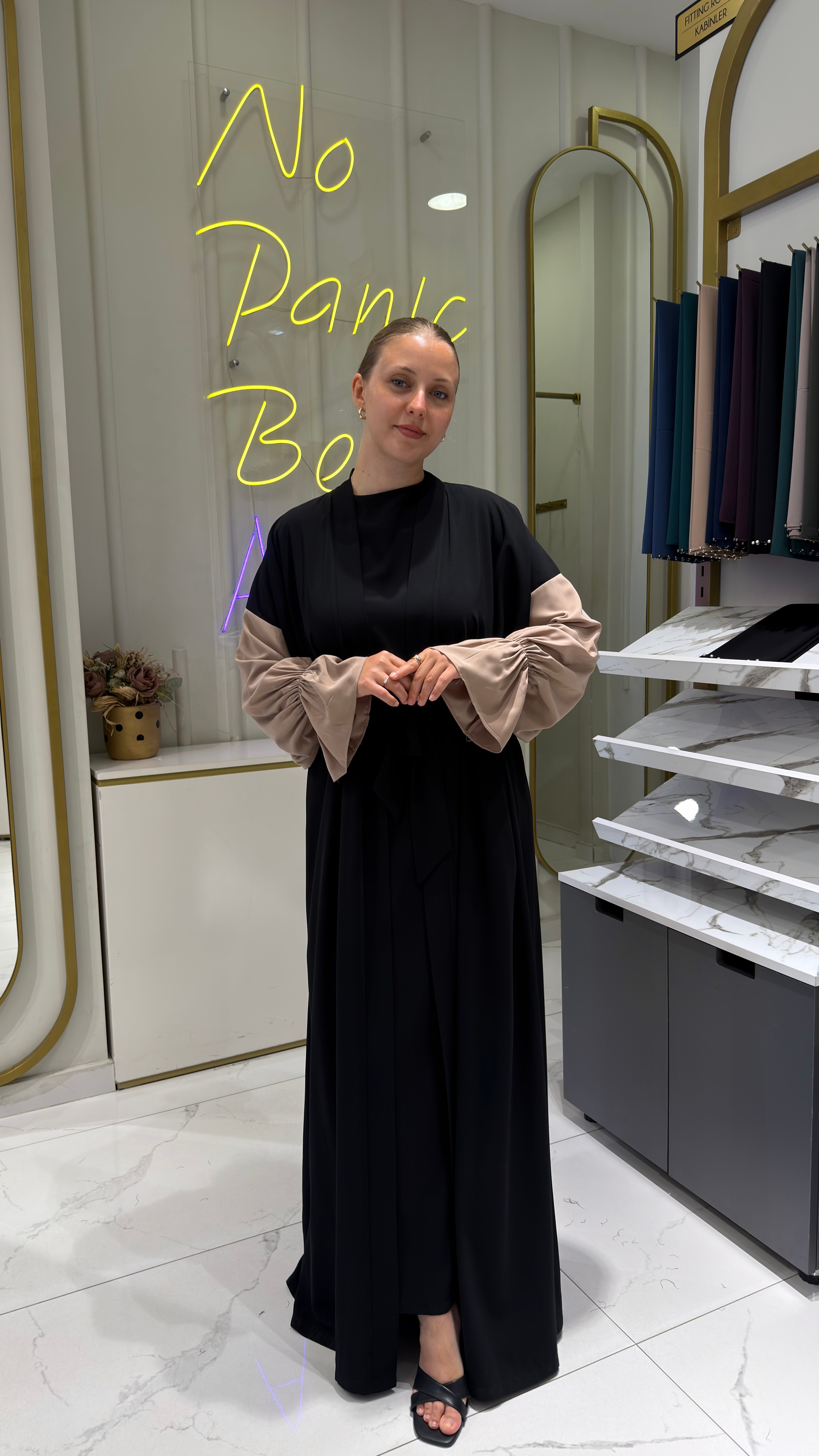 DEFNE ABAYA - BEJ & ŞAL & İÇLİK TAKIM