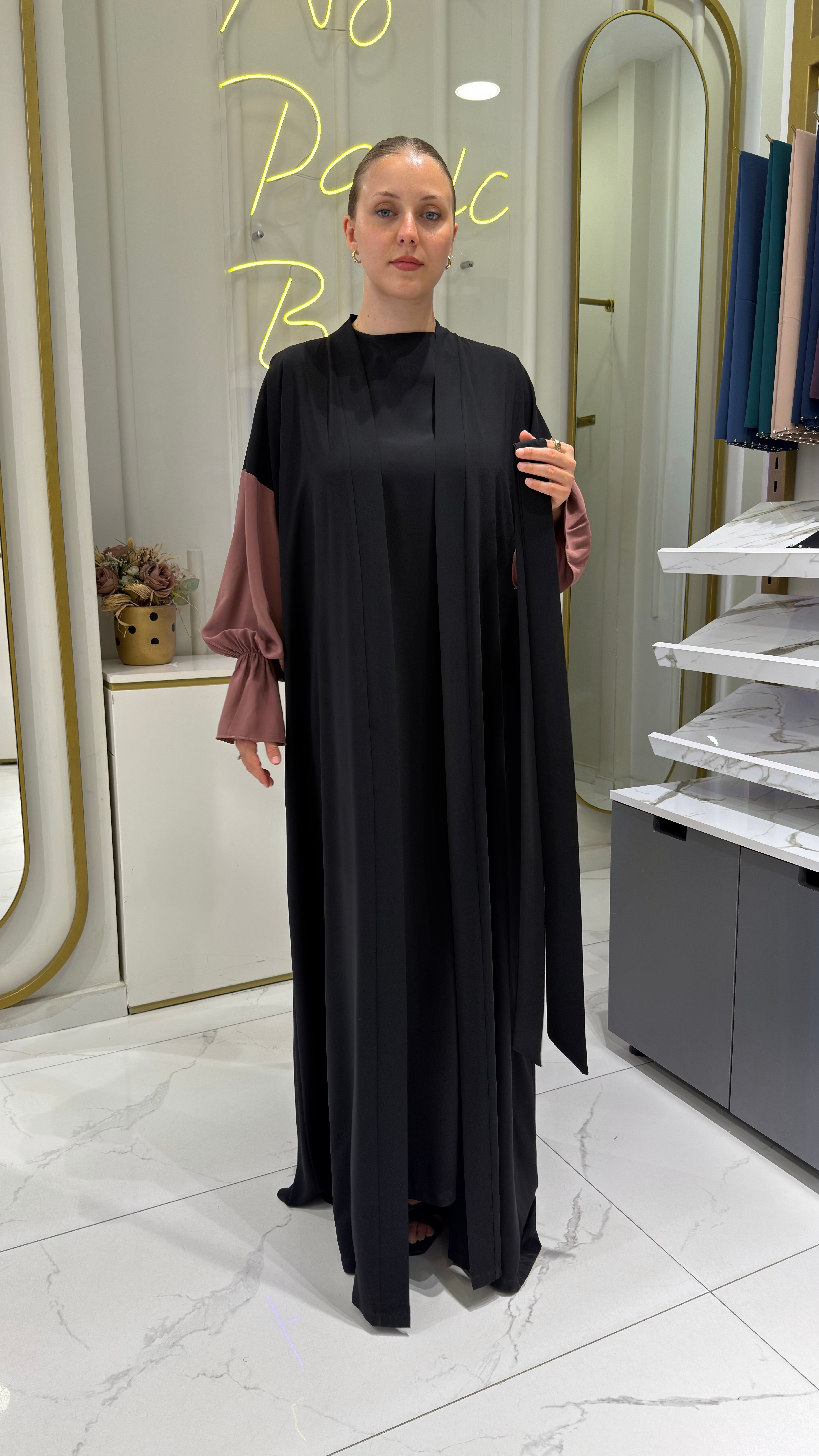 DEFNE ABAYA - GÜL KURUSU & ŞAL & İÇLİK TAKIM