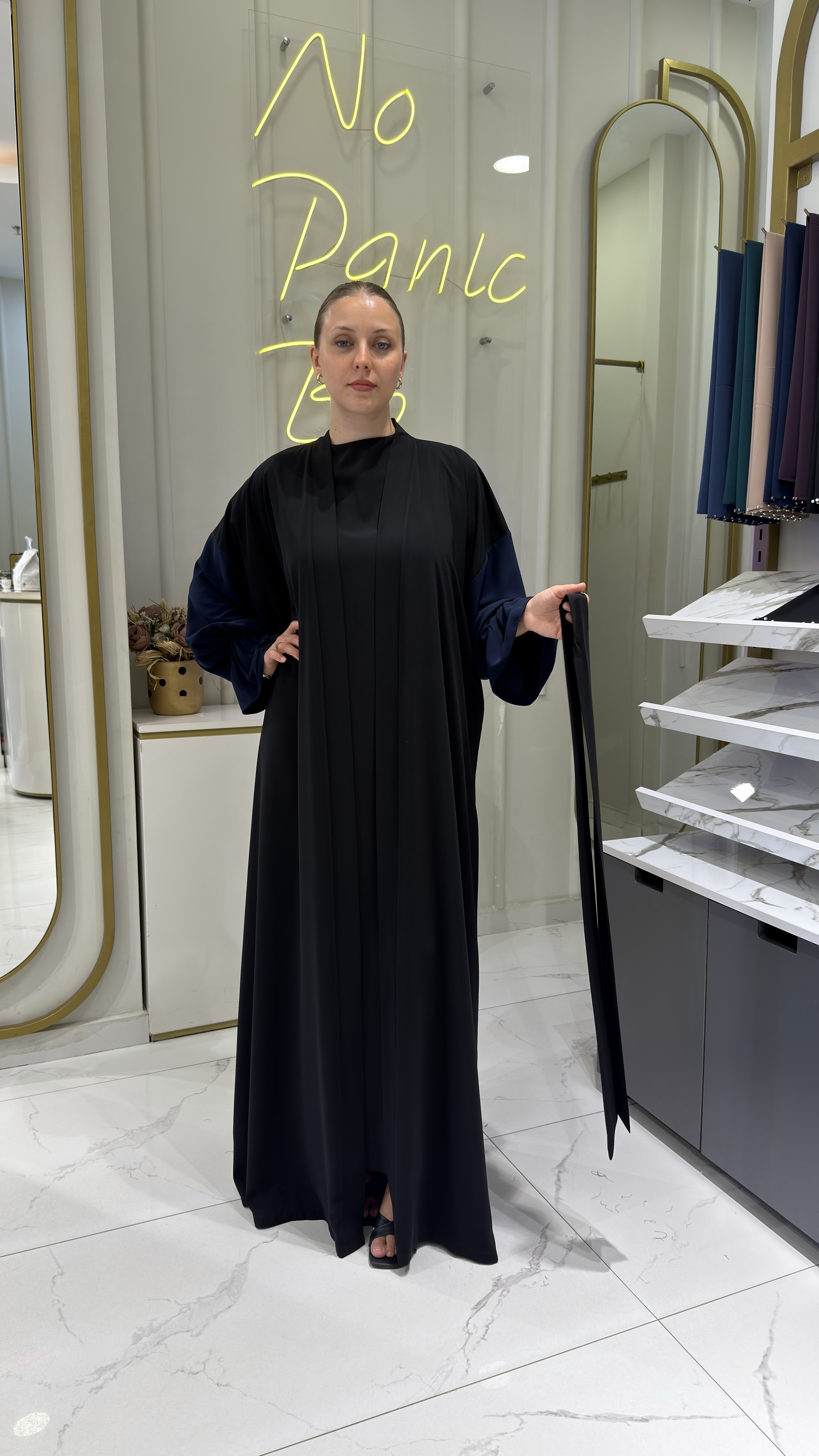 DEFNE ABAYA - LACİVERT & ŞAL & İÇLİK TAKIM