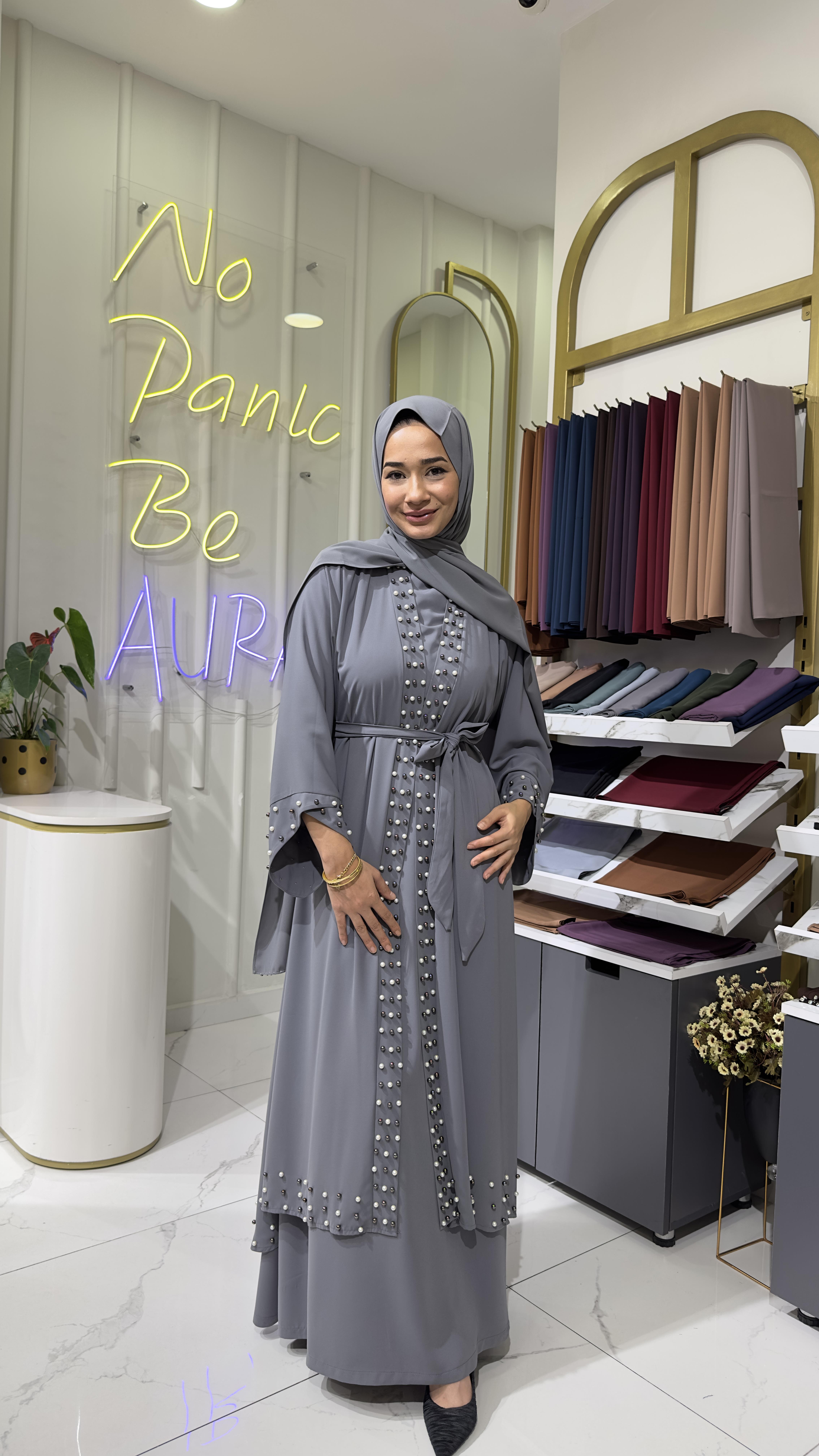 İncili Kimono - Füme 