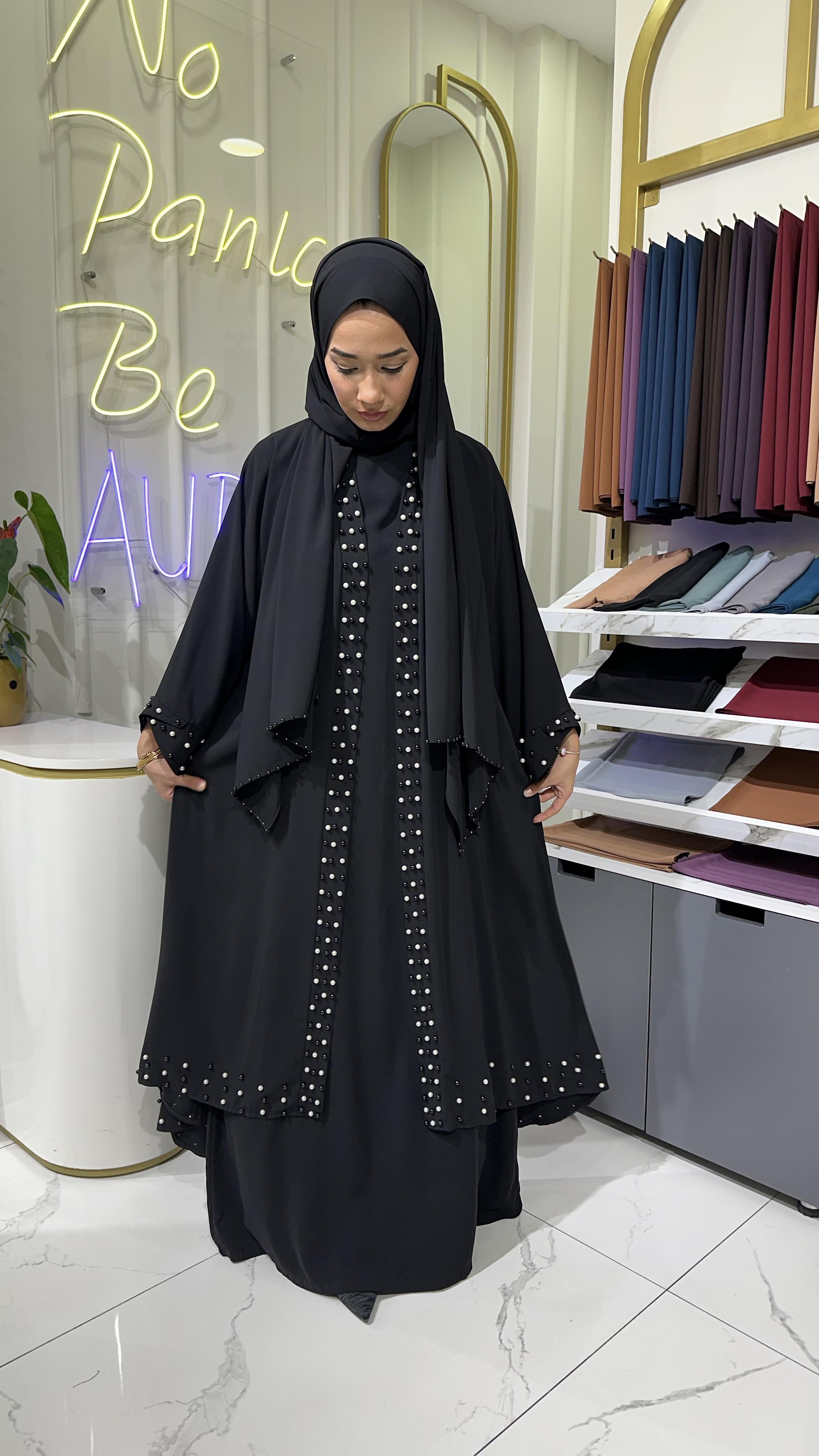 İncili Kimono - Siyah