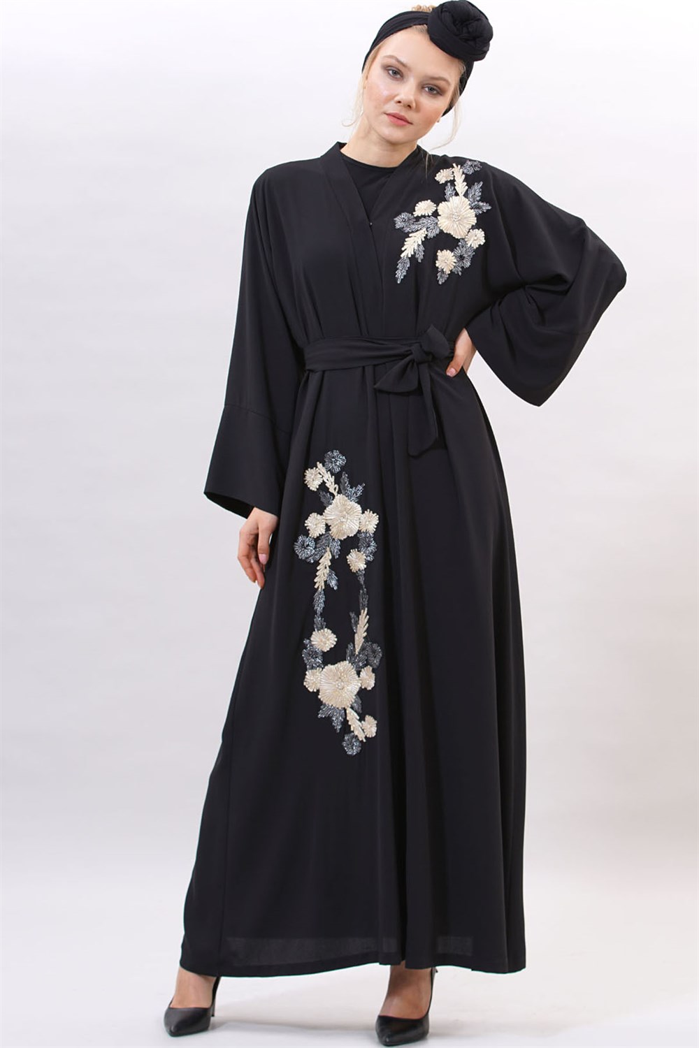 Kurdela Aplik Abaya - Siyah