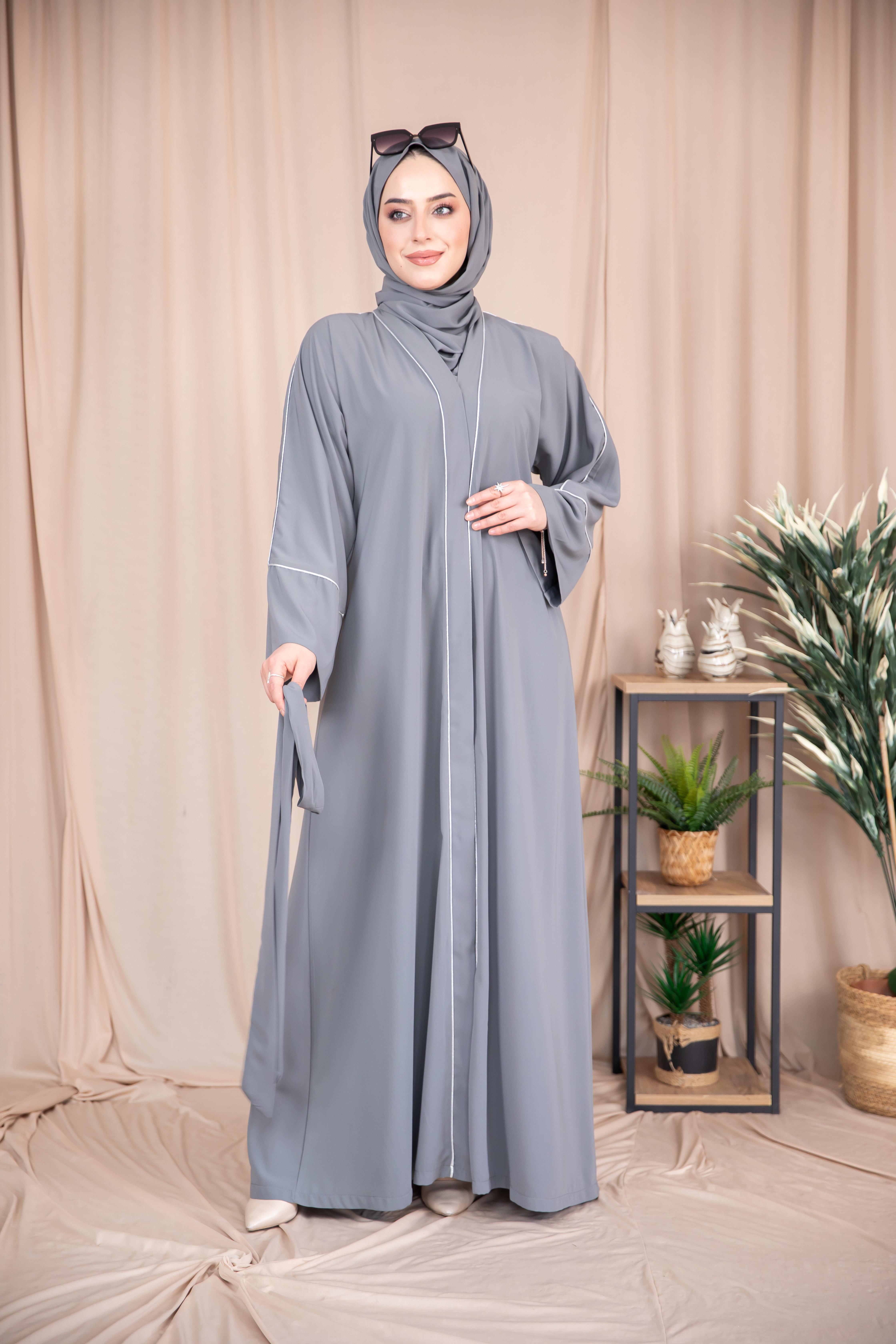 Omuz Biyeli Abaya - Füme 