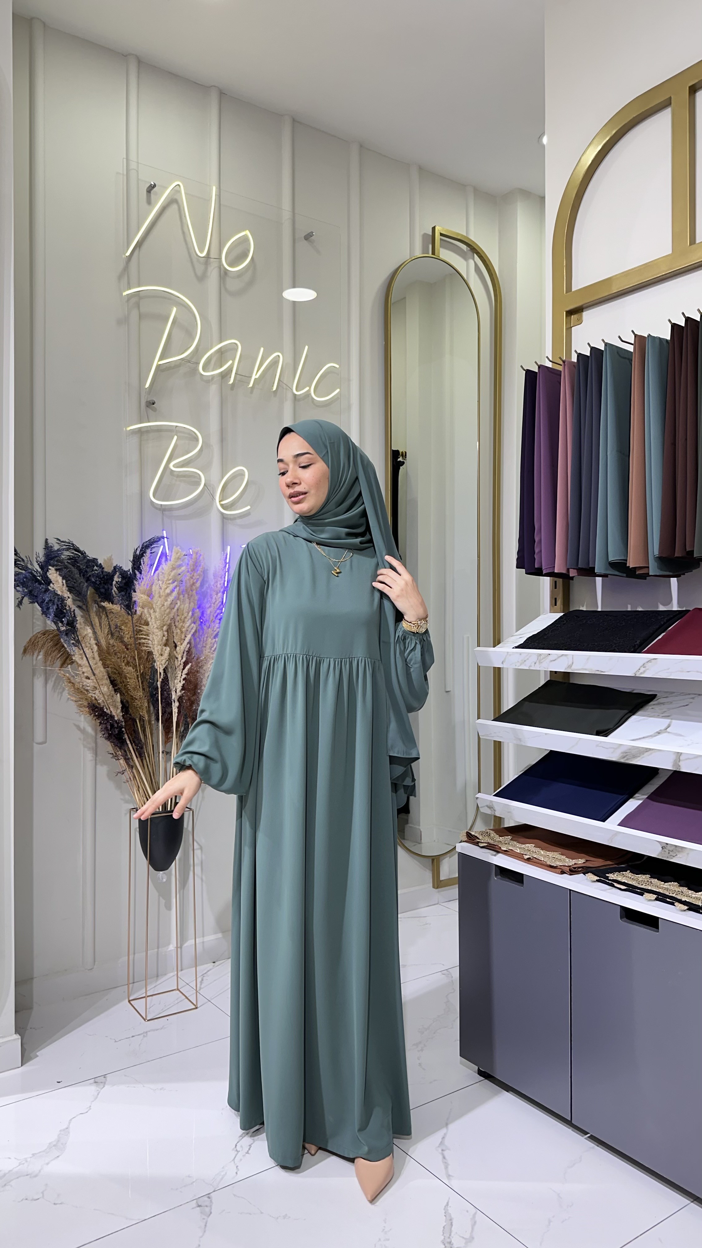 Robalı Elbise - Mint Yeşili