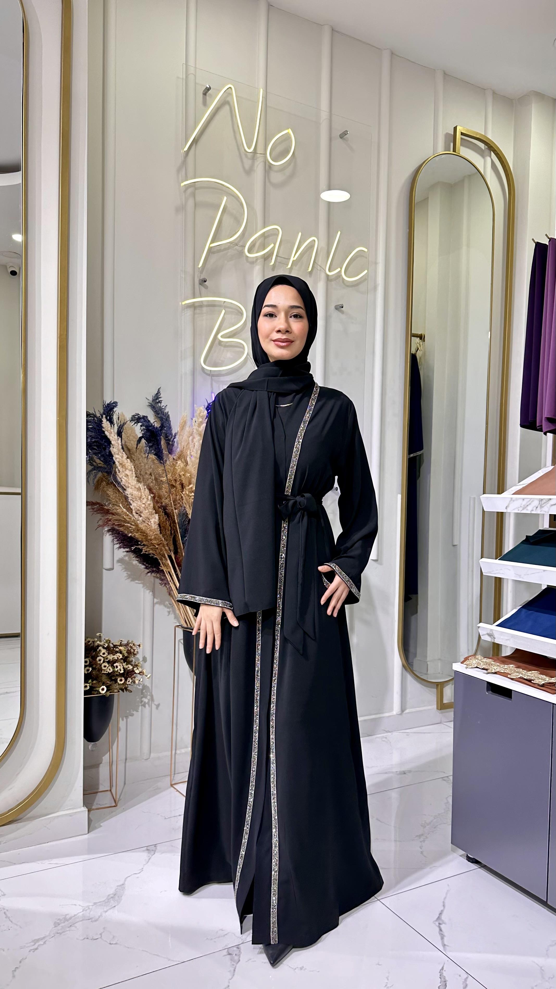 Taş şerit abaya 