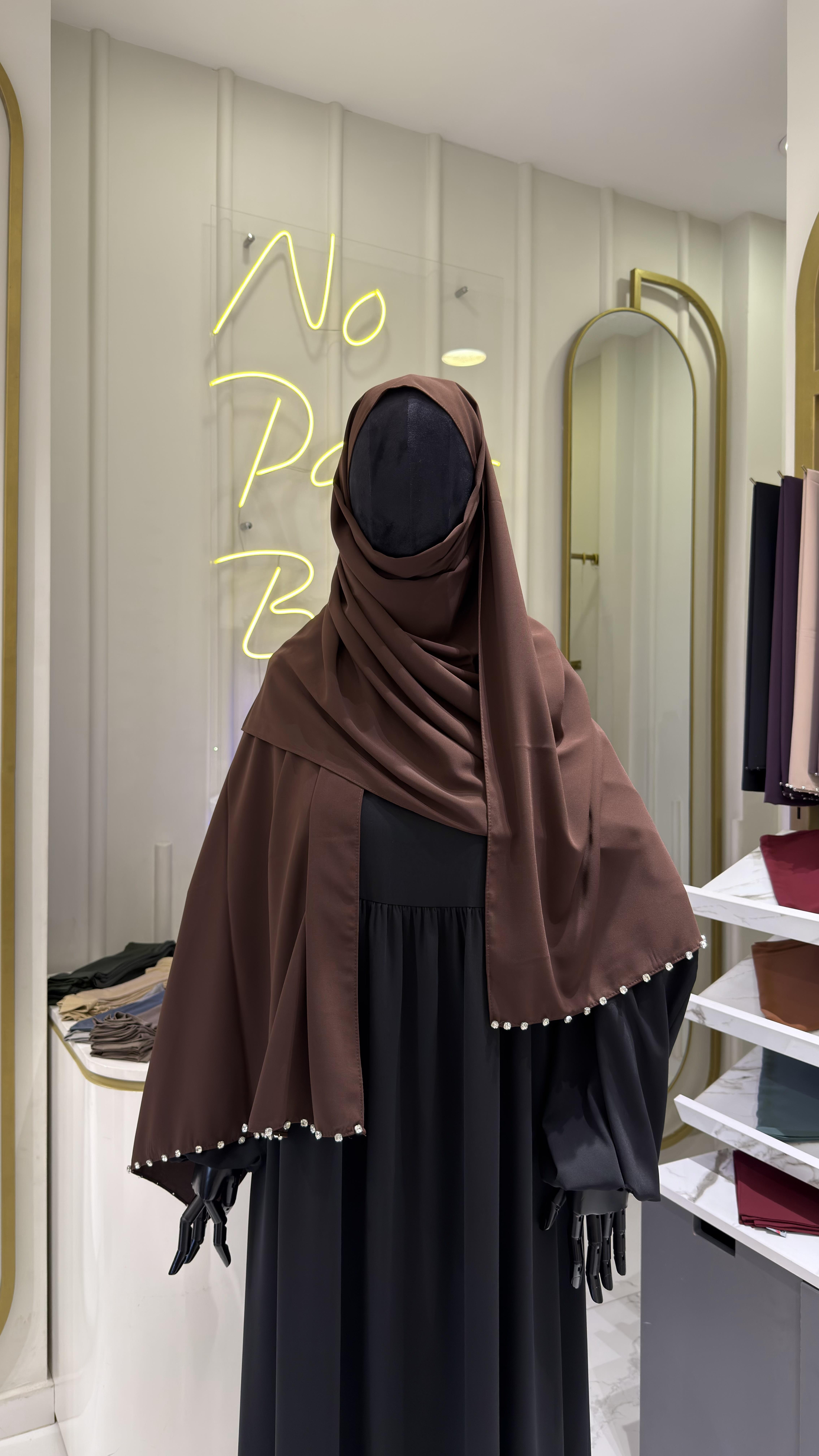 Taşlı Şal - Kahve