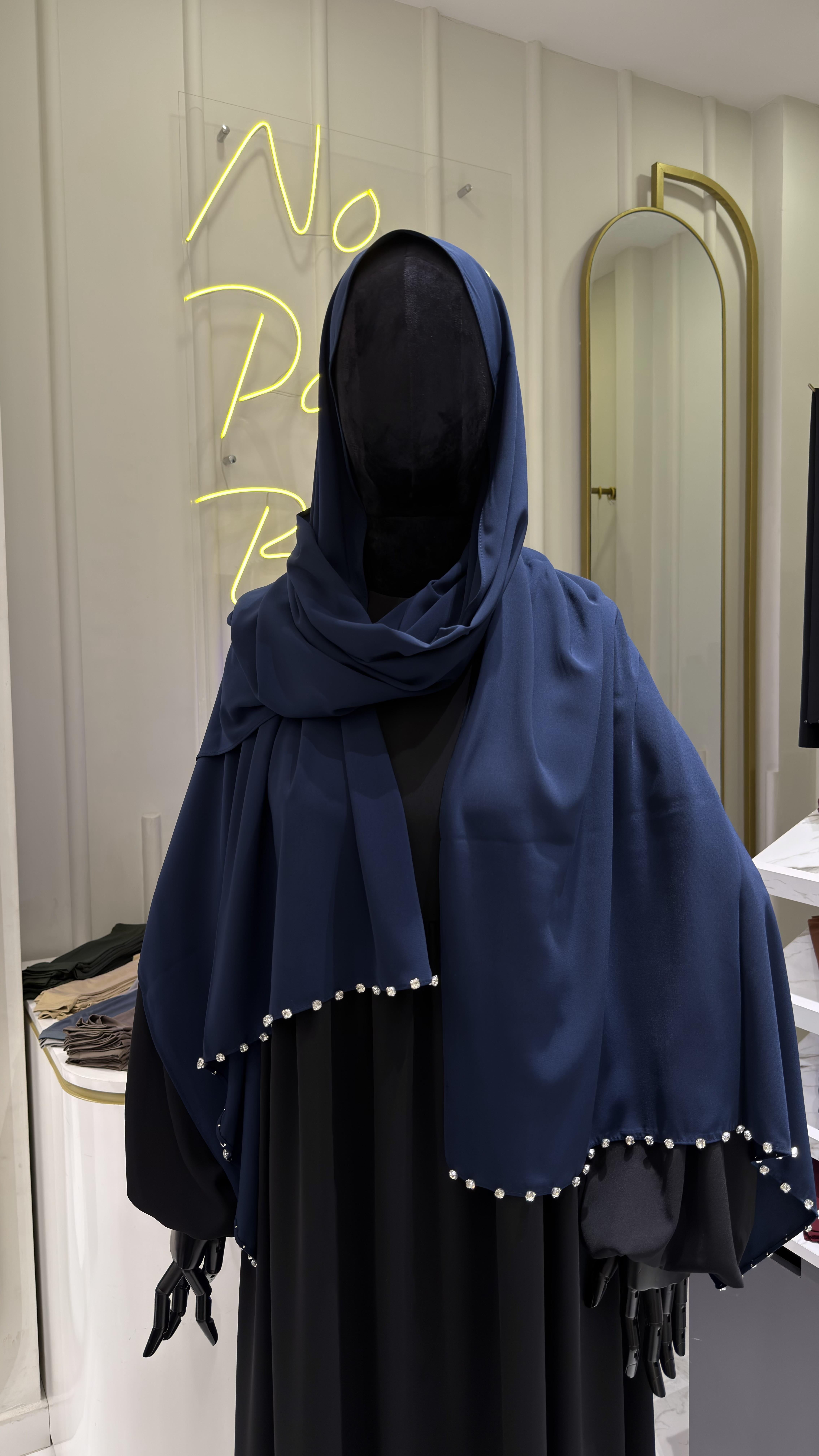 Taşlı Şal - Lacivert