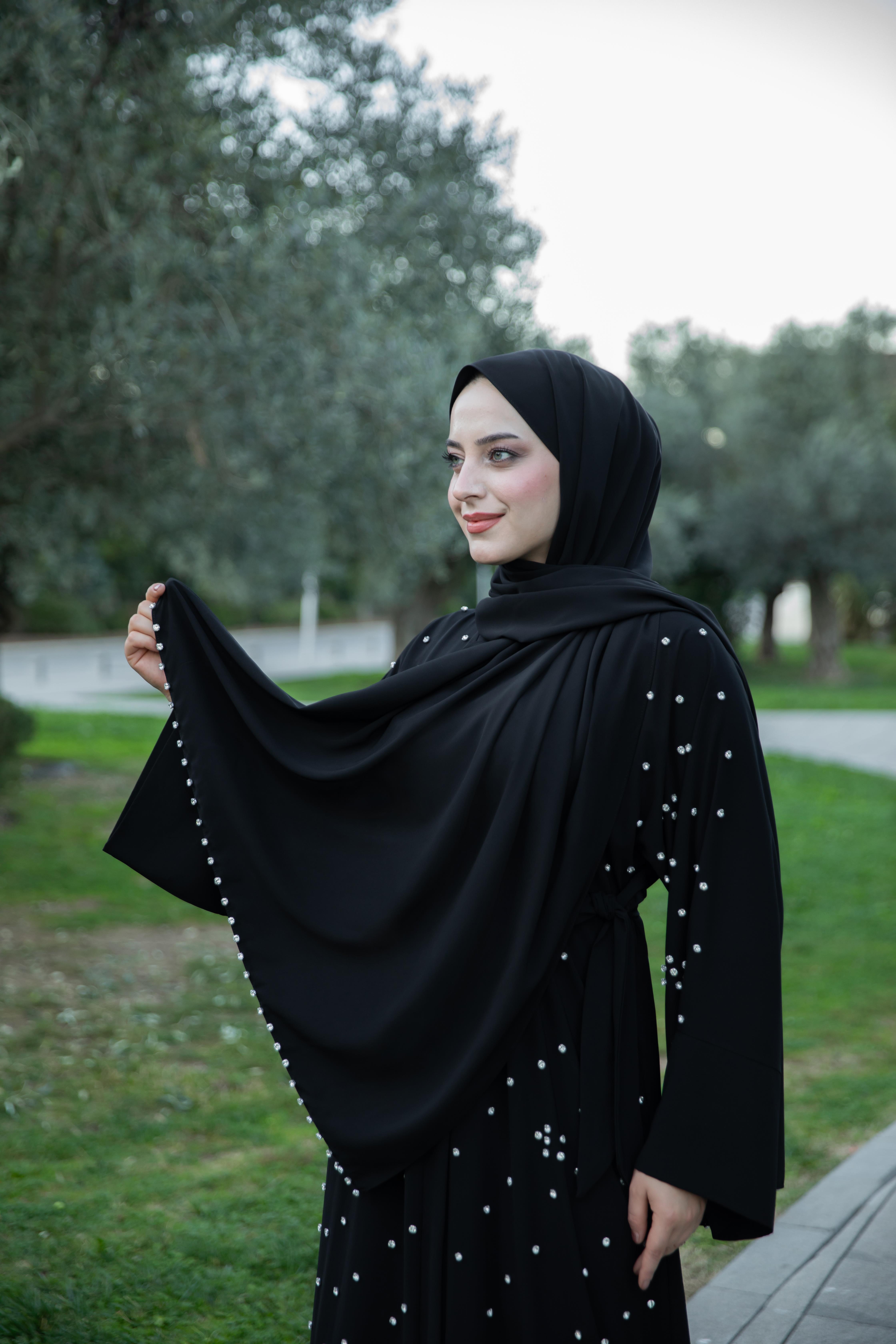 Taşlı Şal - Siyah