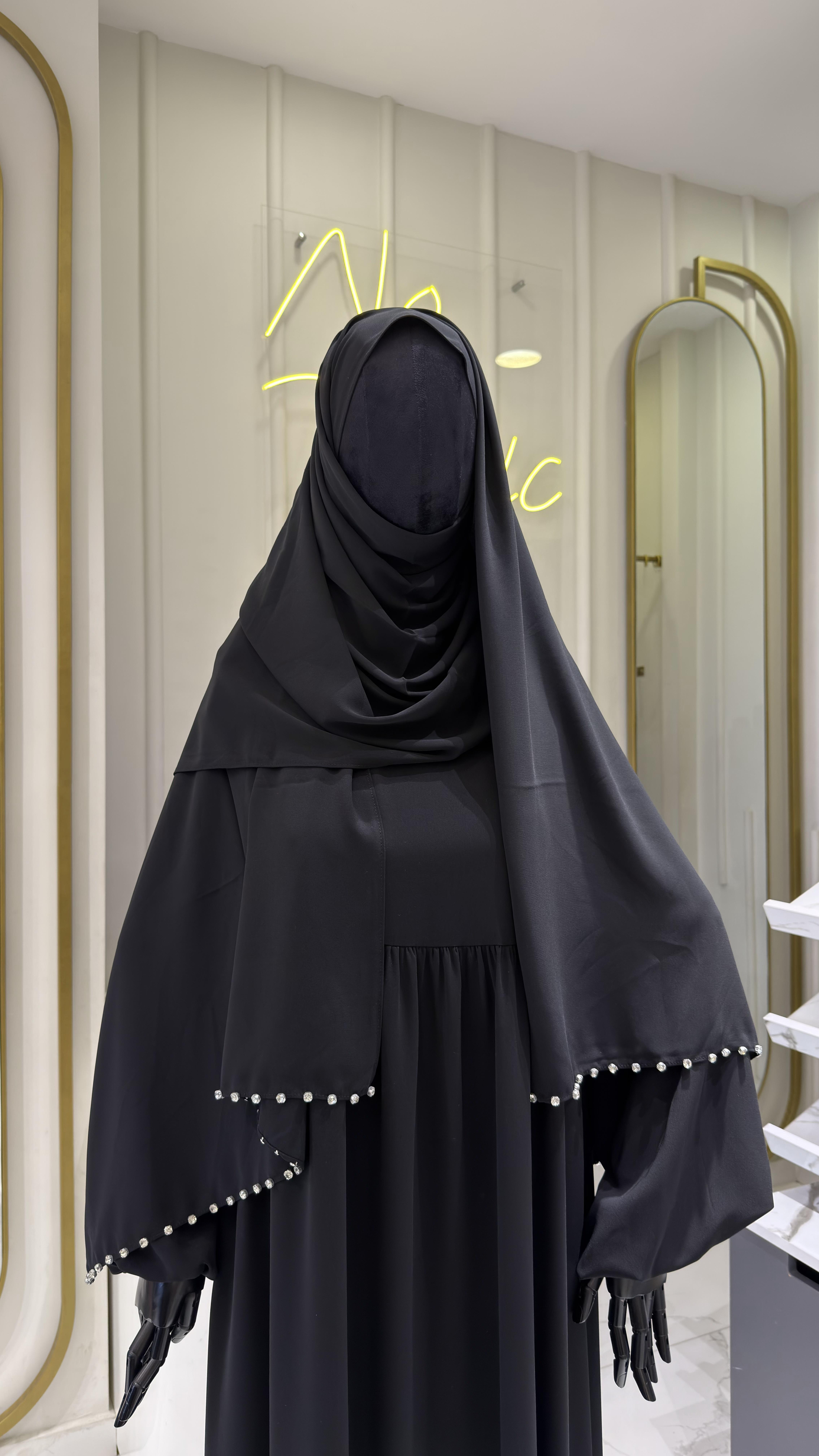 Taşlı Şal - Siyah