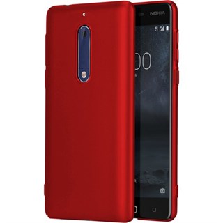 Nokia 5 İnce Mat Esnek Kırmızı Silikon Kılıf
