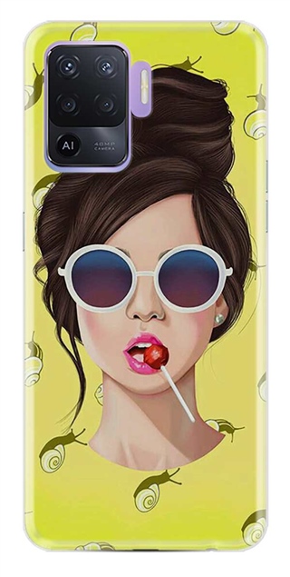 Oppo Reno 5 Lite Desenli Silikon Resimli Kapak Lollipop Woman Kılıf