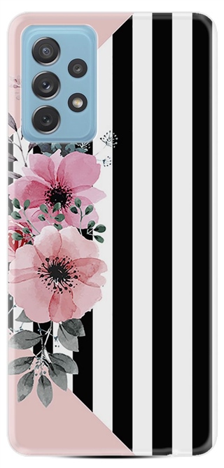 Samsung Galaxy A52 Desenli Silikon Resimli Kapak Flowers 4 Kılıf