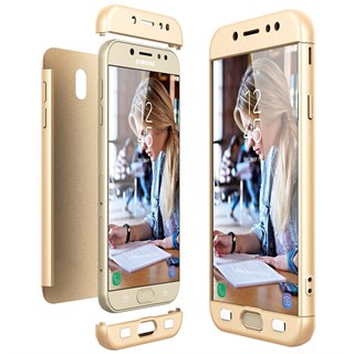 Samsung Galaxy J7 Duo 360 Tam Koruma 3 Parça Gold (Altın) Rubber Kılıf |  Ücretsiz Kargo