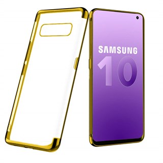 Samsung Galaxy S10 Kılıf Renkli Lazer Silikon Kapak Gold(Altın)