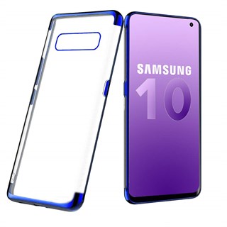 Samsung Galaxy S10 Kılıf Renkli Lazer Silikon Kapak Mavi
