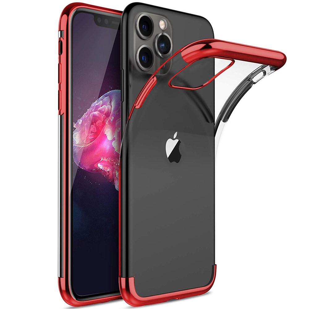 Apple iPhone 11 Pro Max Renkli Lazer Silikon Kılıf Kapak Kırmızı Ücretsiz  Kargo