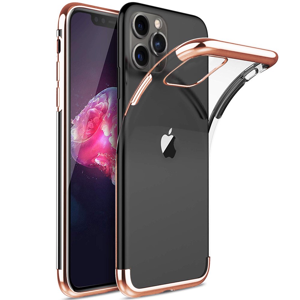 Apple iPhone 11 Pro Renkli Lazer Silikon Kılıf Kapak Rose Gold(Bakır)  Ücretsiz Kargo