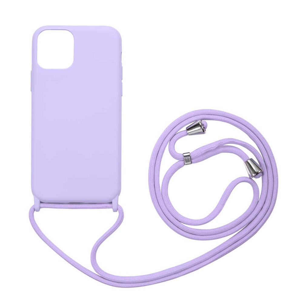 Apple iPhone 11 Rope İçi Kadife Boyun ve Omuz Askılı Silikon Kılıf Mor |  Ücretsiz Kargo