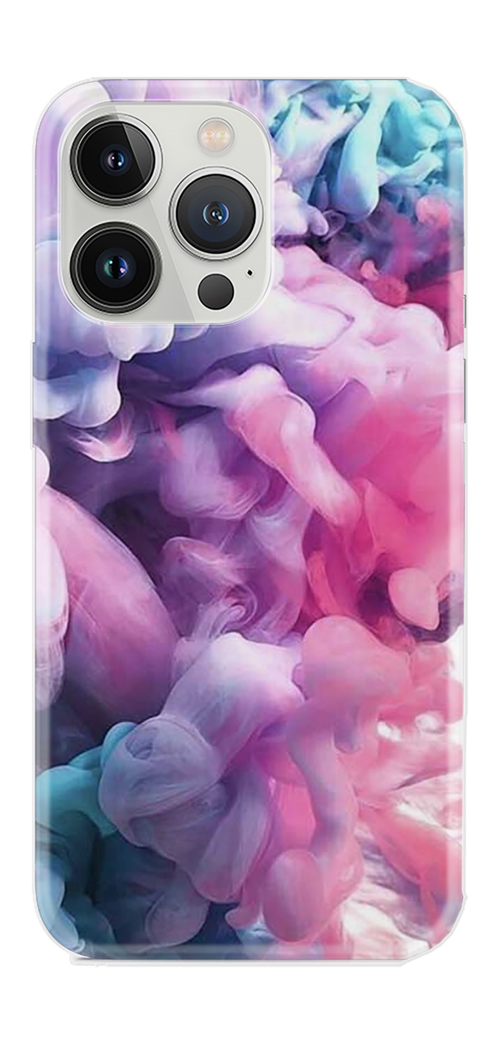 Apple iPhone 13 Pro Kılıf Desenli Silikon Pink Cloud