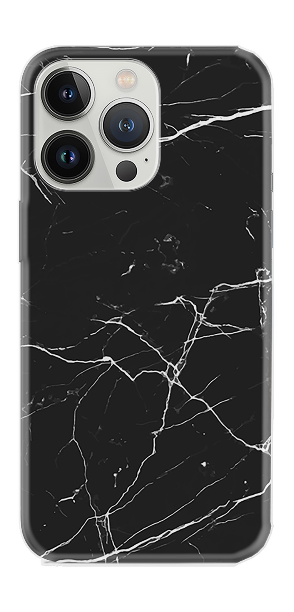 Apple iPhone 13 Pro Max Kılıf Desenli Silikon Siyah Mermer