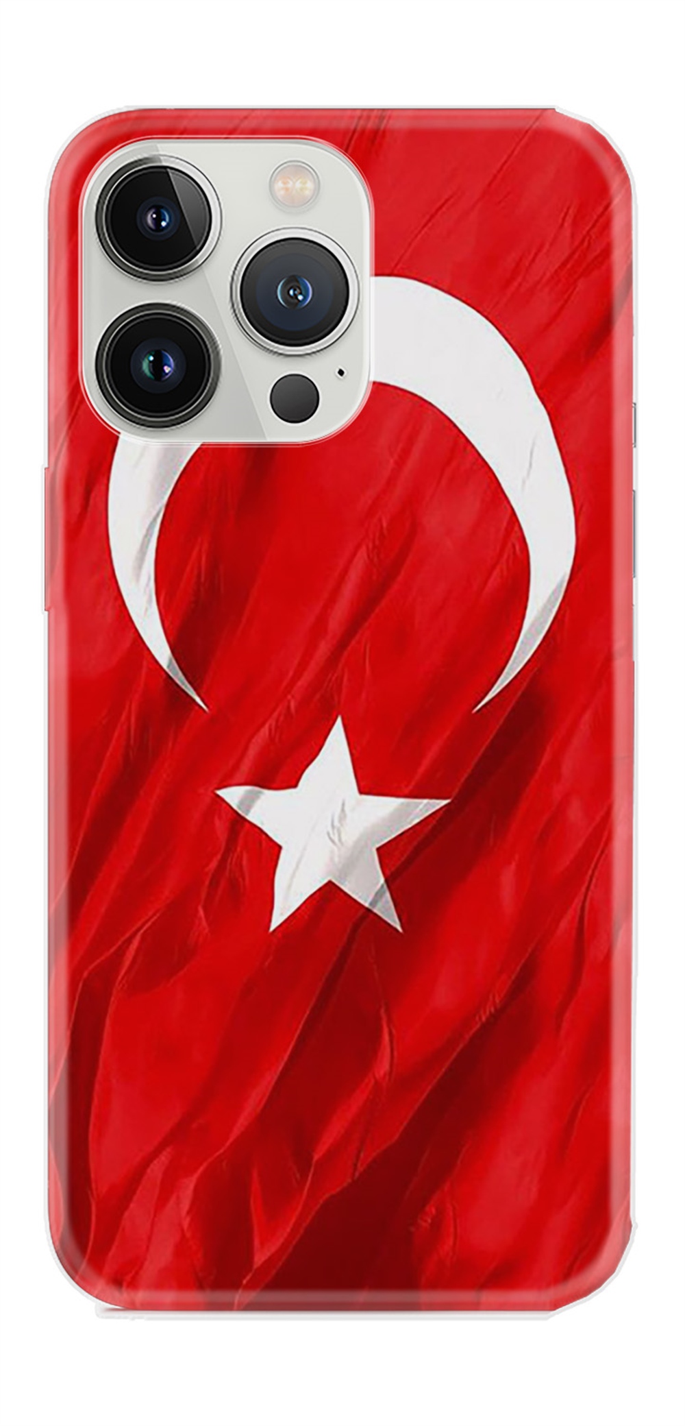Apple iPhone 13 Pro Max Kılıf Desenli Silikon Şanlı Türk Bayrağı 4